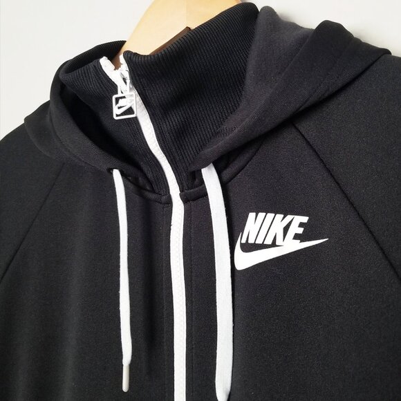 NIKE Sportswear Striped Front Zip Black Tracksuit Hoodie Women's Size S Jacket - Picture 10 of 16